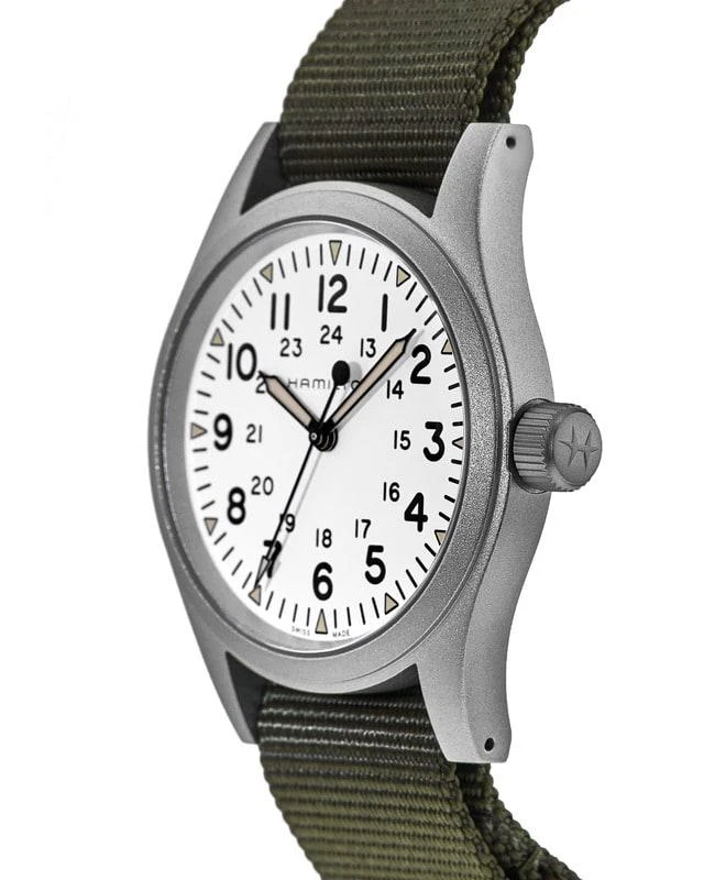 Hamilton Hamilton Khaki Field Mechanical White Dial Fabric Strap Men's Watch H69439411 3