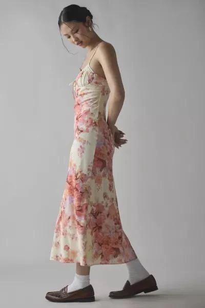 Kiss The Sky Kiss The Sky Floral Printed Satin Slip Midi Dress 3