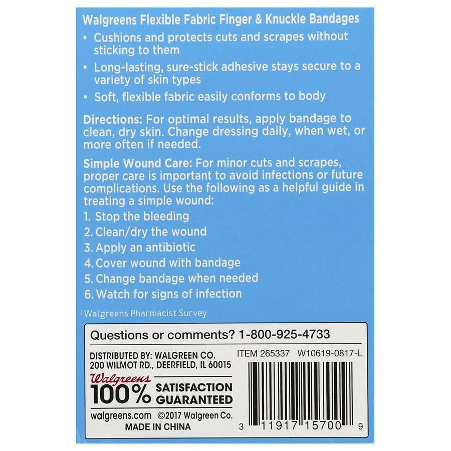 Walgreens Flexible Fabric Finger & Knuckle Bandages Assorted 2