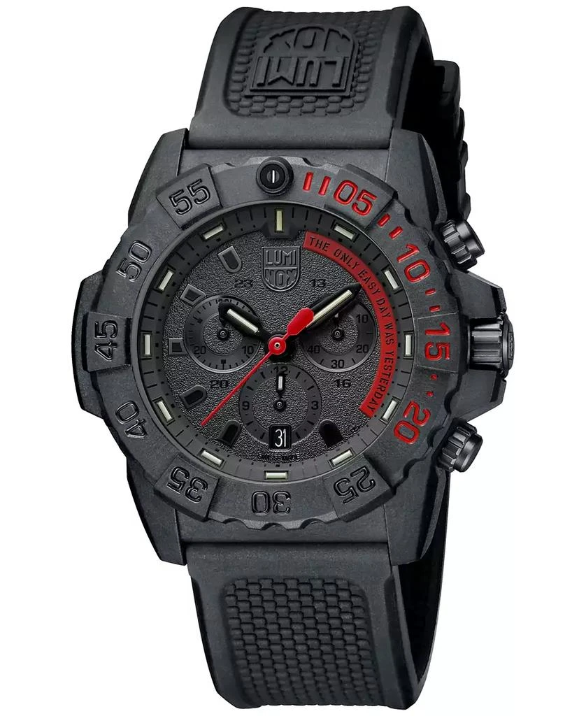 Luminox Men's Swiss Chronograph Navy Seal Dive Black Rubber Strap Watch 45mm 2