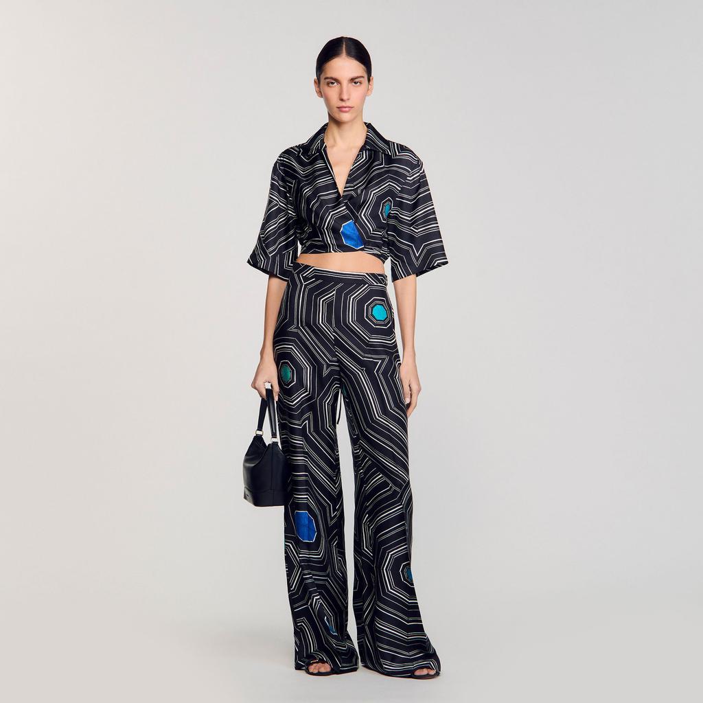 Sandro Spiral-motif silk shirt