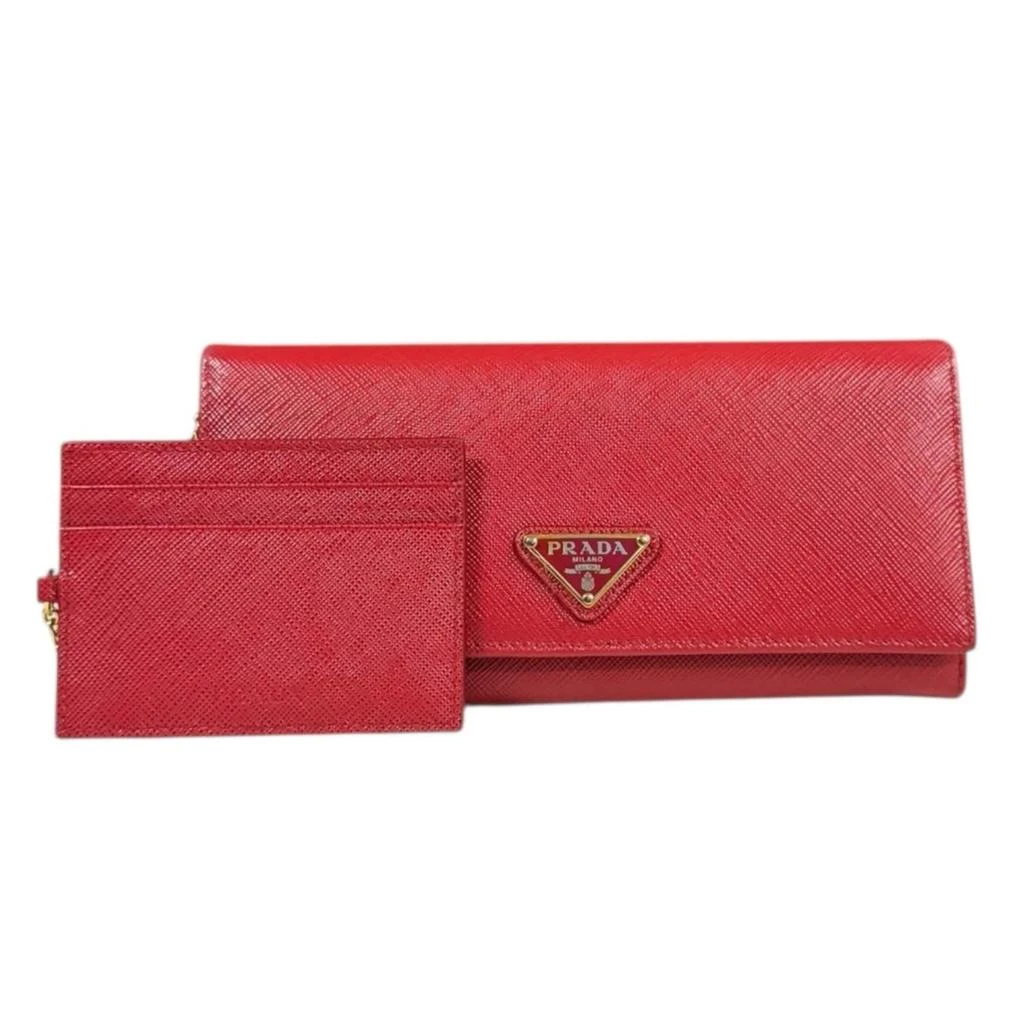 Prada Fuoco Color Leather Long Wallet (Tri-Fold) (Pre-Owned)
