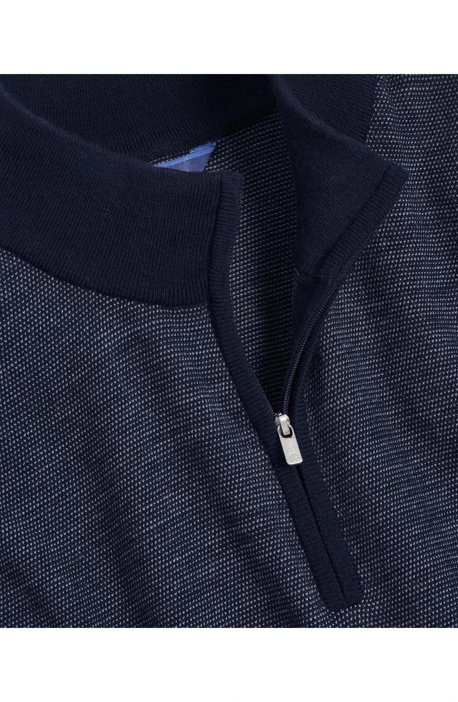 David Donahue Bird's Eye Wool Blend Quarter Zip Sweater 3