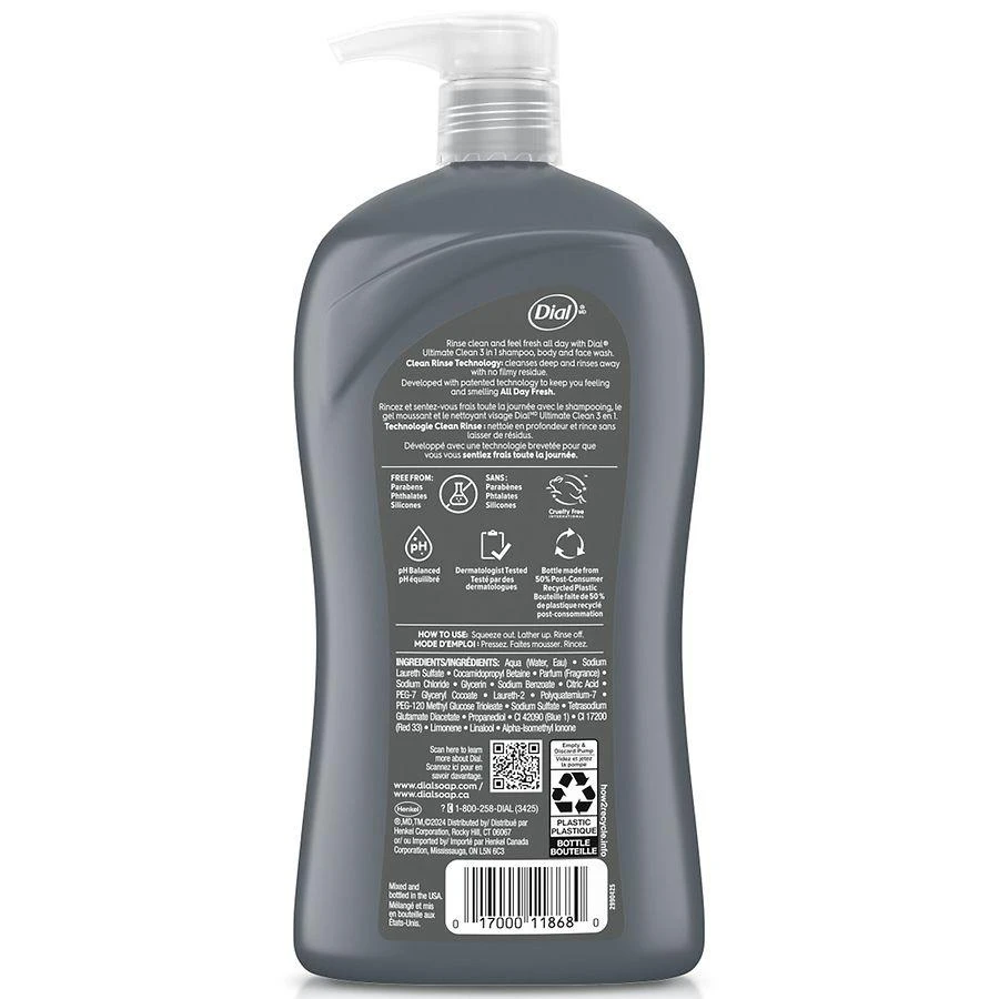 Dial Men Body + Hair + Face Wash, Ultimate Clean Amber Wood 4