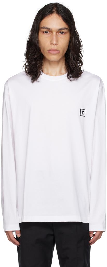 【関税込み】WOOYOUNGMI ホワイト フロントロゴ Tシャツ Wooyoungmi Men's Large Logo T-Shirt in White Wooyoungmi