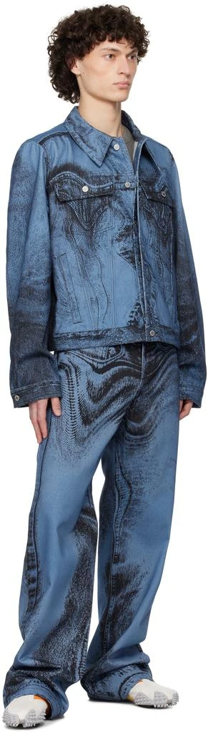 CAMPERLAB Blue & Black Distorted Print Denim Jeans 4