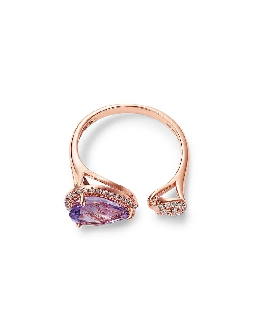 Bloomingdale
s Fine Collection Pear Shaped Amethyst
Diamond Open Ring in 14K Rose Gold 3