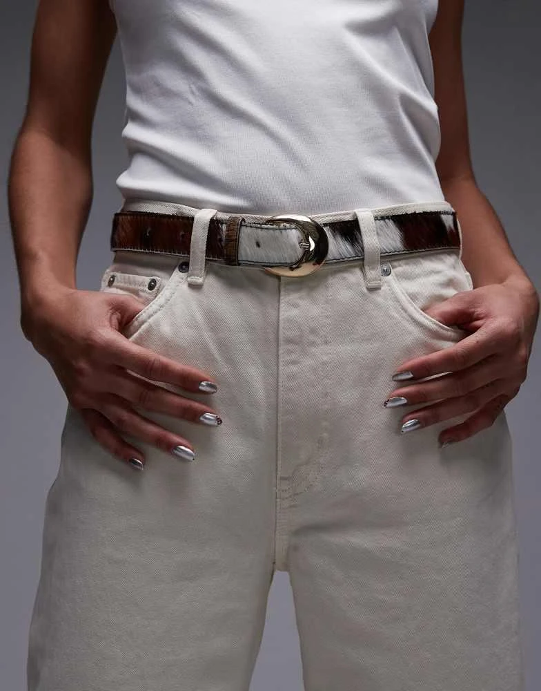 & Other Stories & Other Stories hairy leather cow print belt  display picture 2