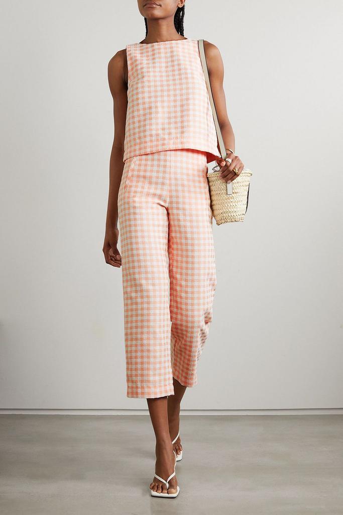 LISA MARIE FERNANDEZ Cropped gingham cotton-blend bouclé top