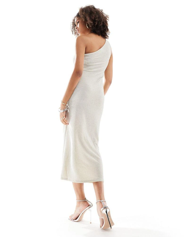 Y.A.S. YAS glitter one shoulder maxi dress in neutral - BEIGE 3