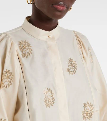 Max Mara Caladio embellished cotton satin blouse 5