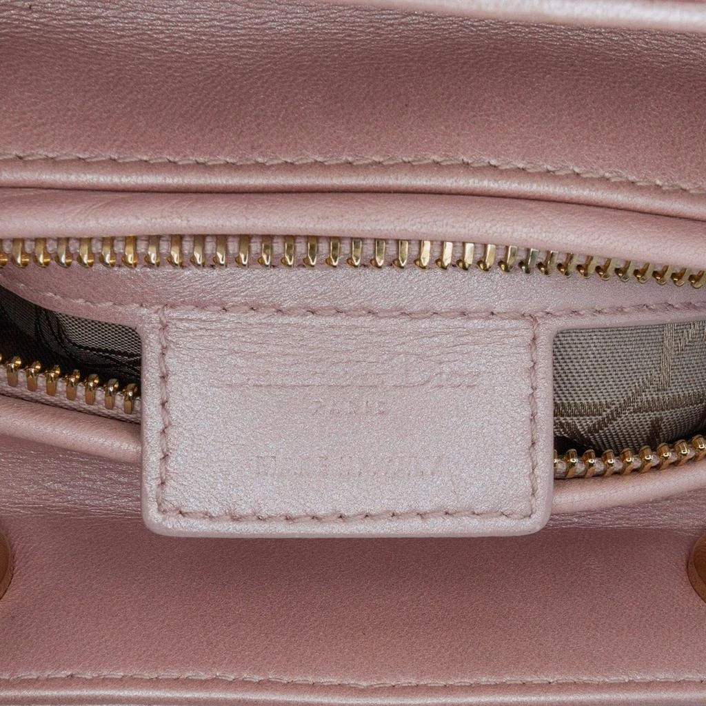Dior Dior Pink Pearlescent Lambskin Medium Cannage Lady Dior Tote Bag 7