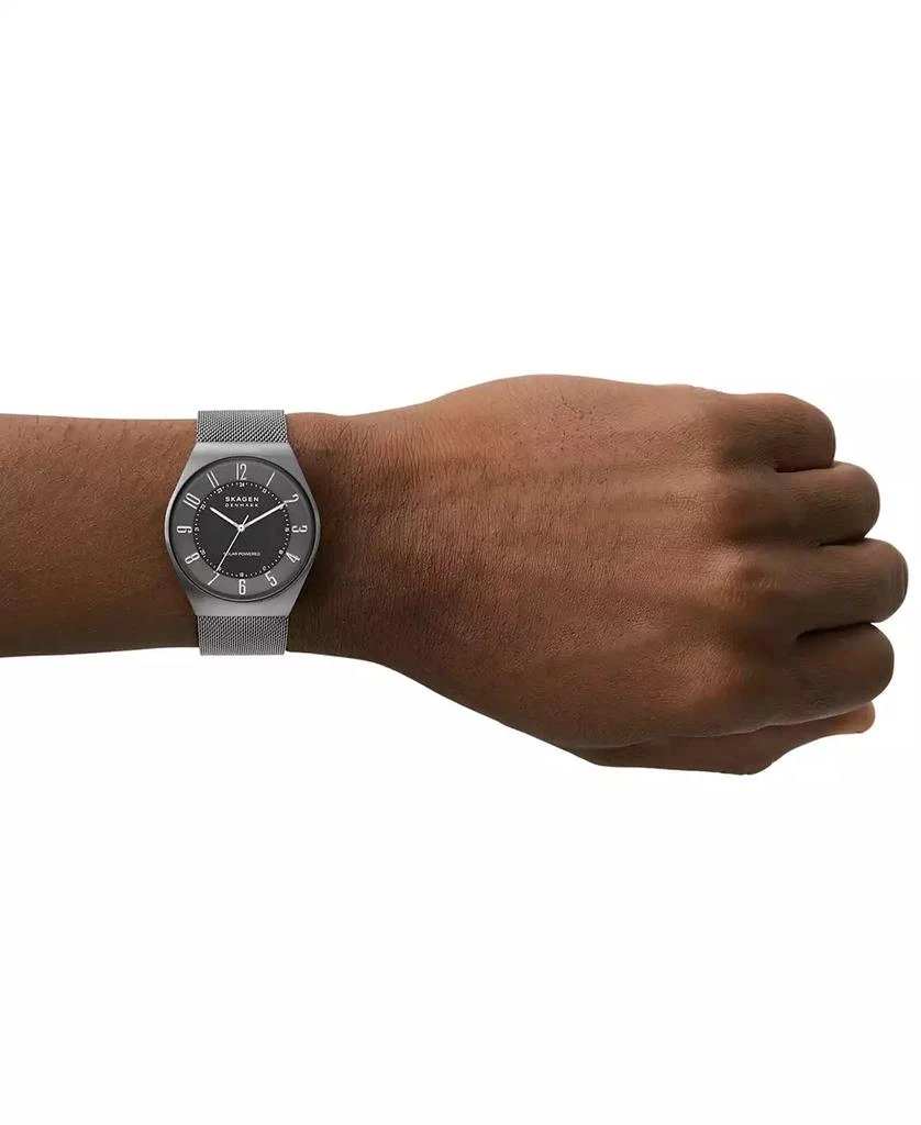 Skagen Men's Grenen Solar Powered Charcoal-Tone Stainless Steel Mesh Watch 37mm 4