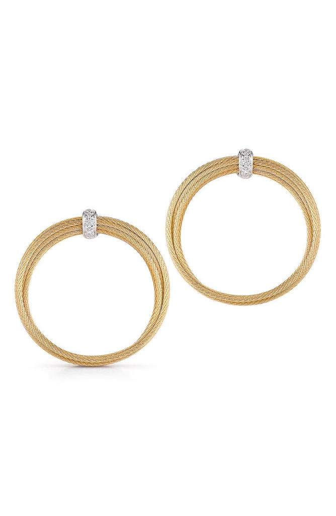 ALOR 18K White Gold & Diamond Frontal Hoop Earrings
