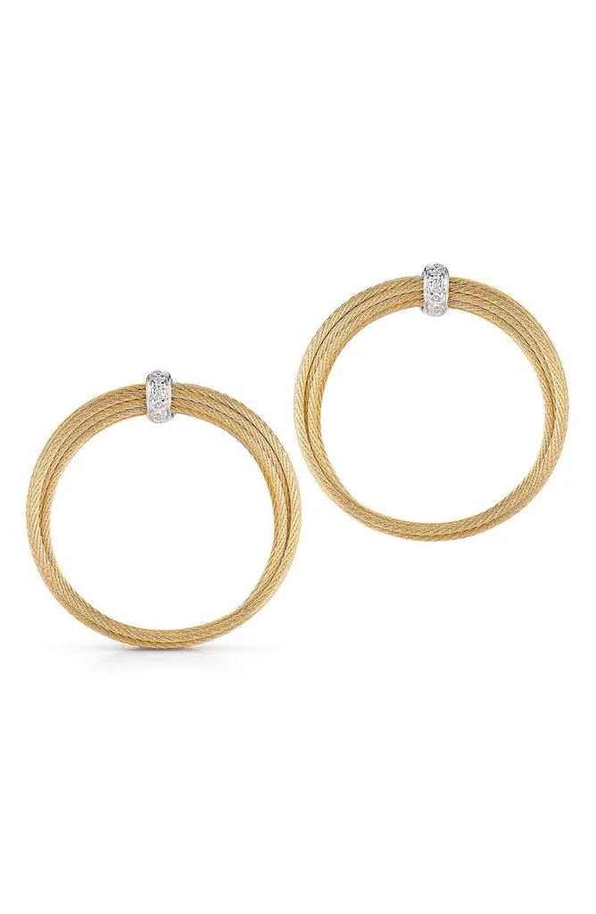 ALOR 18K White Gold & Diamond Frontal Hoop Earrings 1