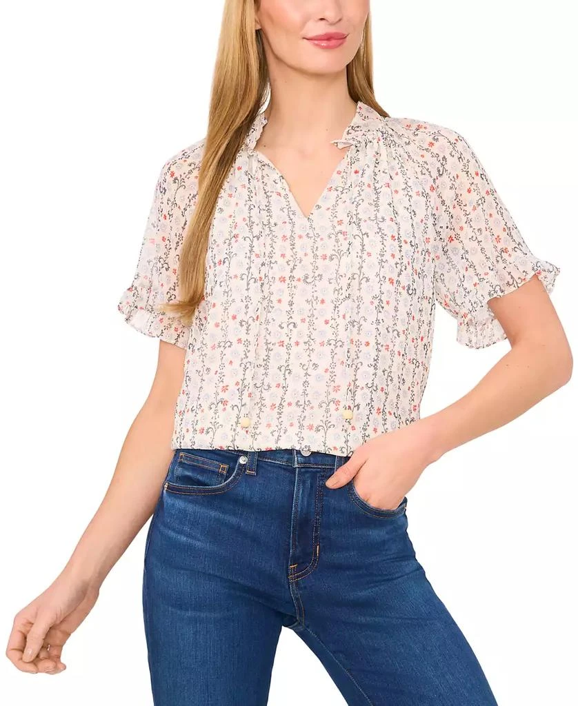 CeCe Women's Floral-Print Ruffled Top 1