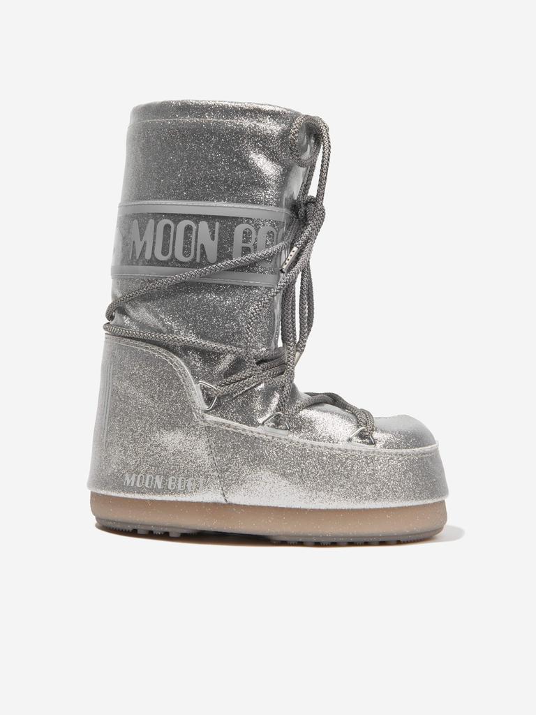 Moon Boot Moon Boot Kids Icon Glitter Snow Boots in Silver