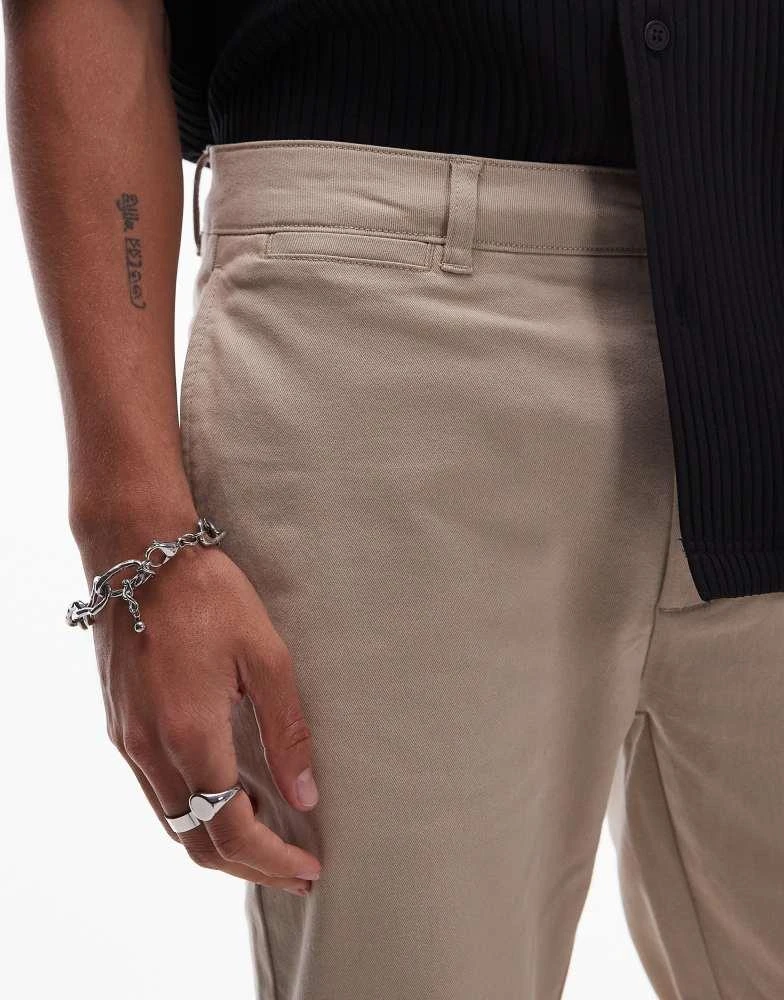 Topman Topman skinny chino trousers in stone 2
