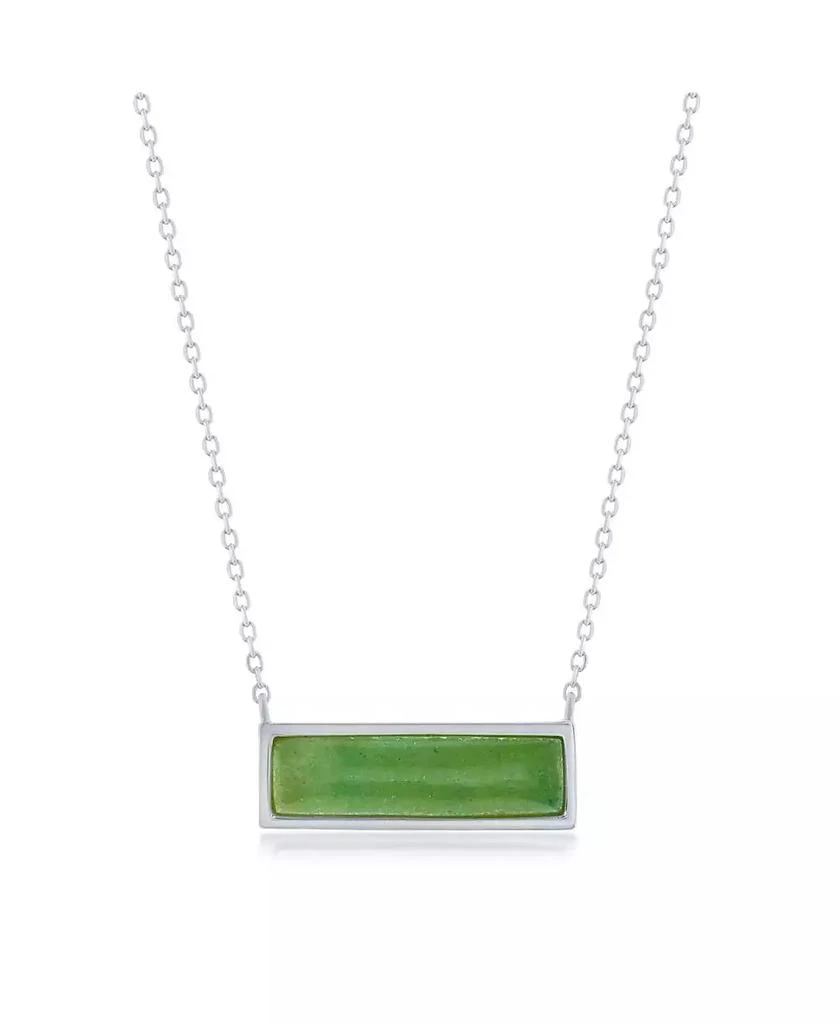 Caribbean Treasures Sterling or Plated over Sterling Jade Bar Necklace
