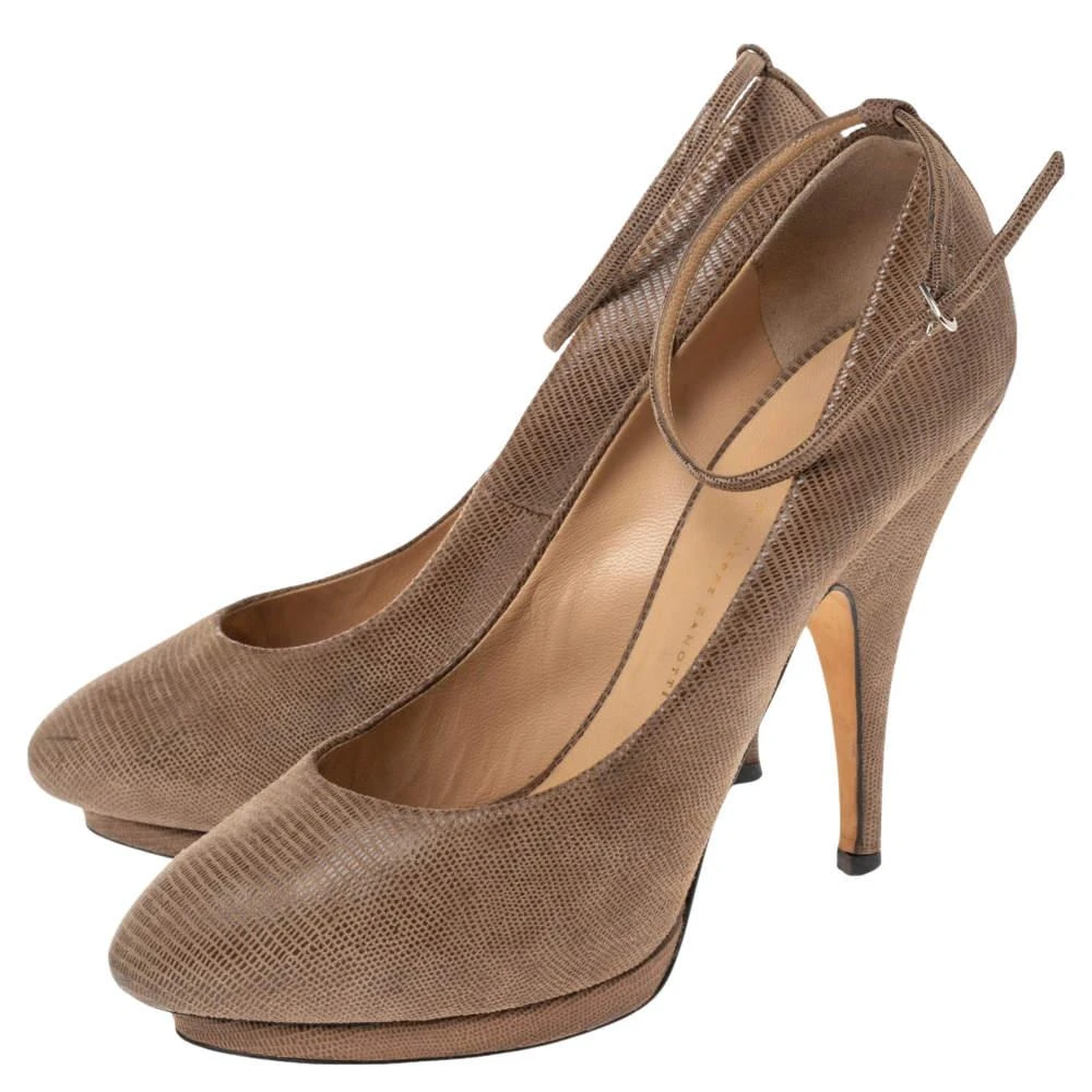 Giuseppe Zanotti Giuseppe Zanotti Lizard Embossed Leather Platform Ankle Strap Pumps Size 40.5 4