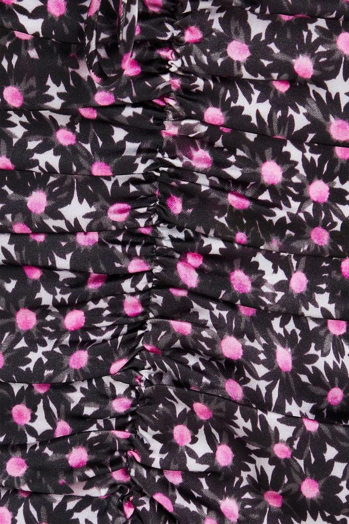 Ganni Ruched floral-print stretch-silk satin top 4