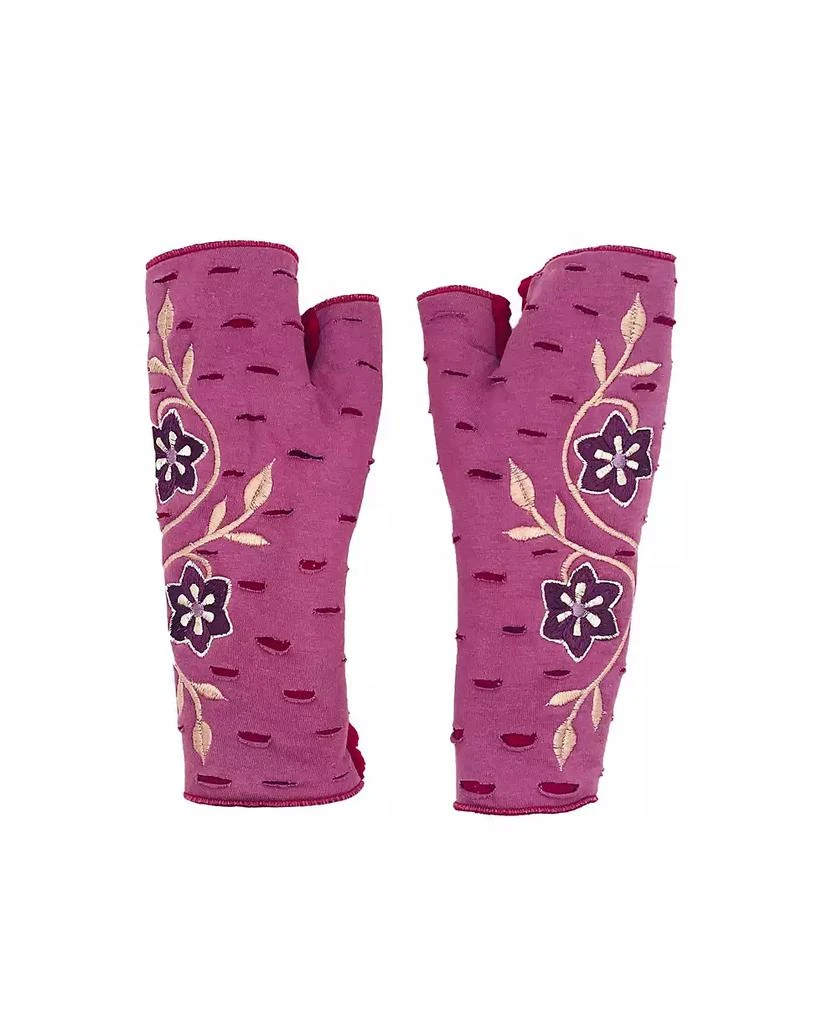 Feelgoodz Women s Artisan Crafted Fleece Lined Primrose Fingerless Jersey Gloves 1