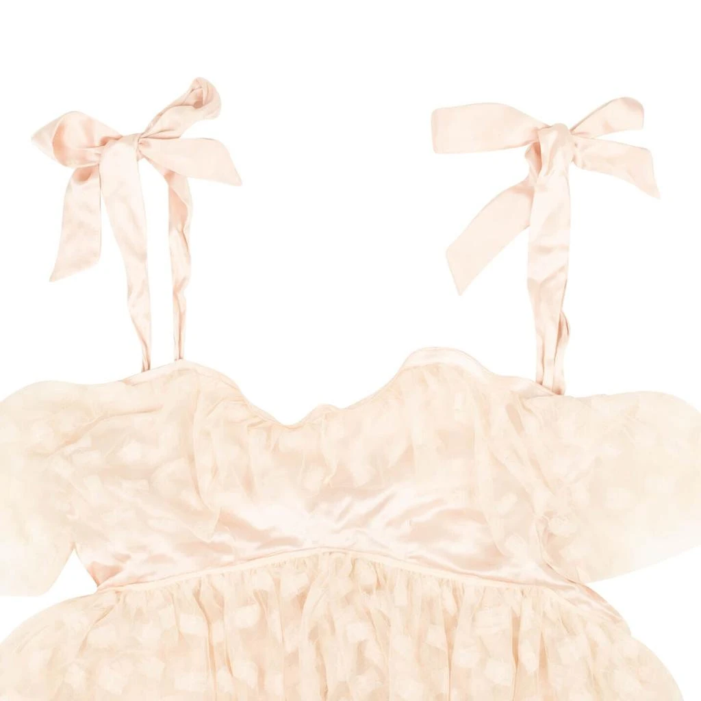 Rodarte Embroidered Tulle Bow Tiered Top - Light Pink 2