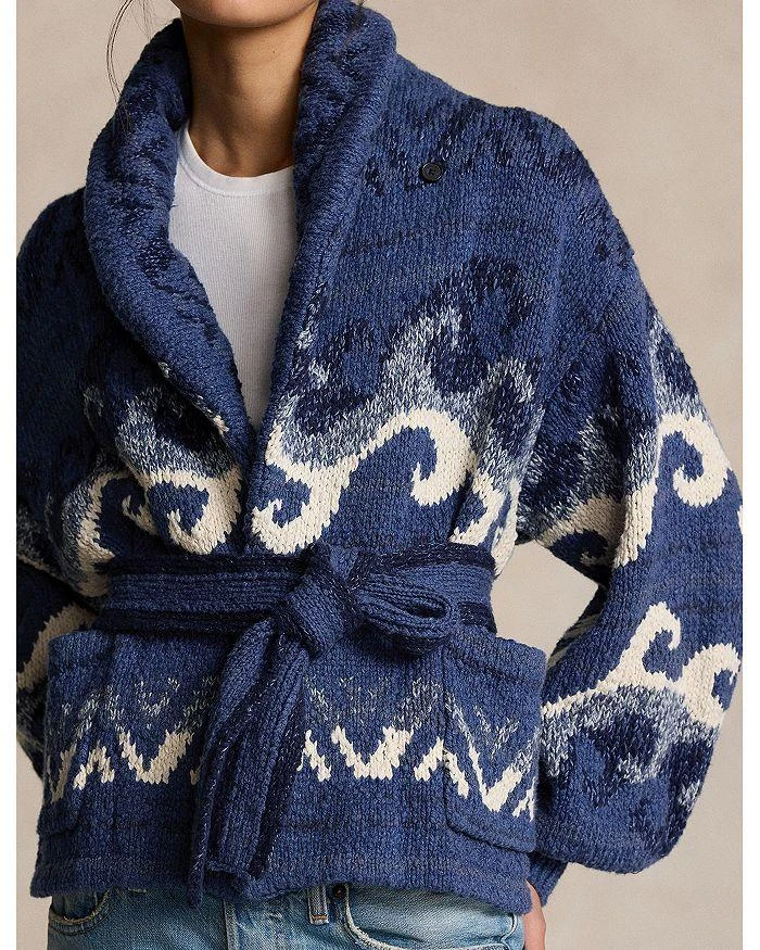 Ralph Lauren Intarsia Wave Motif Belted Cardigan 5