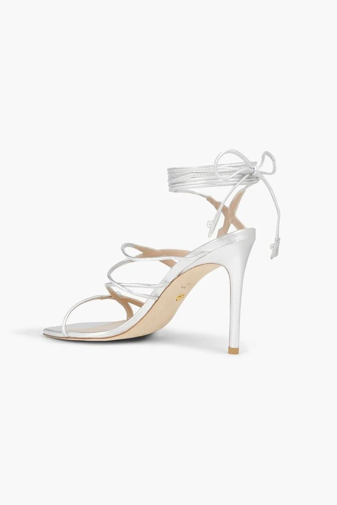 Stuart Weitzman Astrid 100 faux pearl-embellished metallic leather sandals 3
