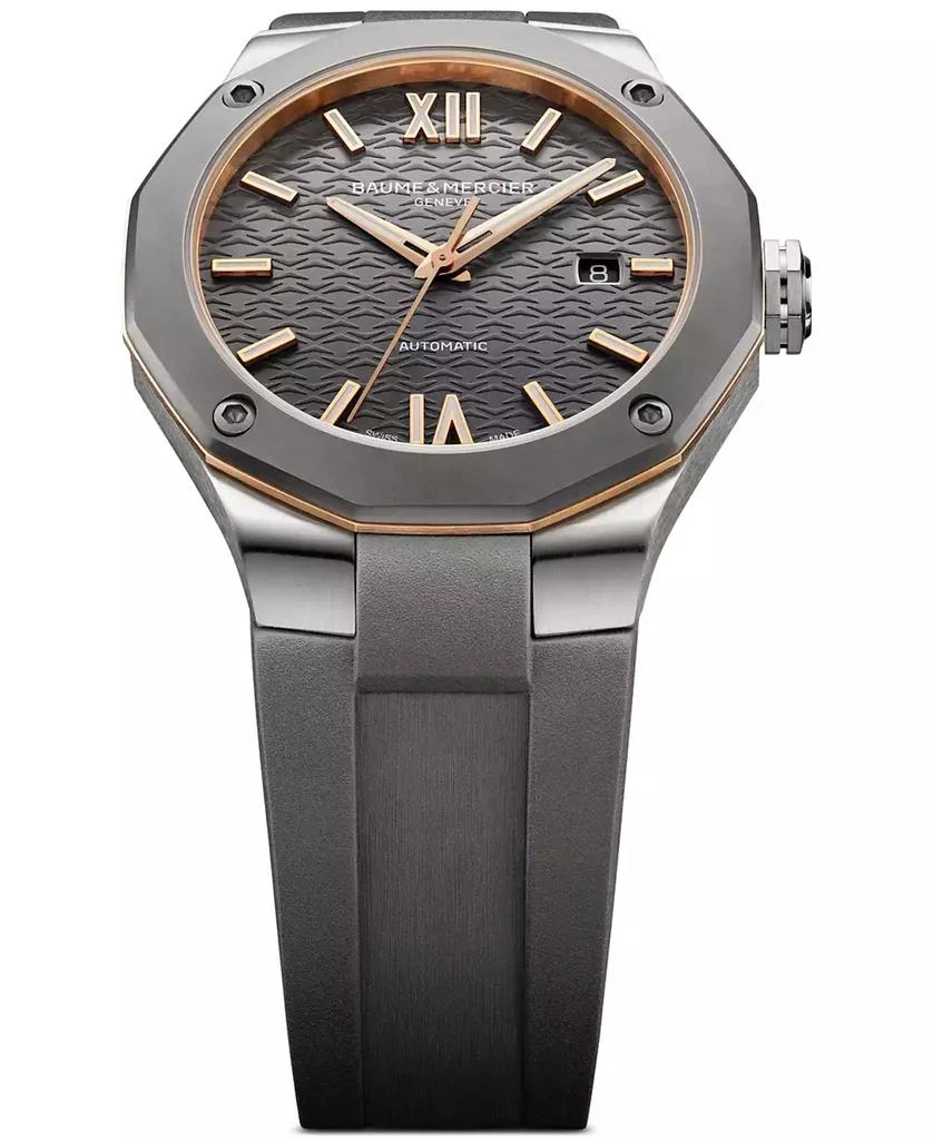 Baume & Mercier Men's Swiss Automatic Riviera Dark Gray Rubber Strap Watch 42mm 3