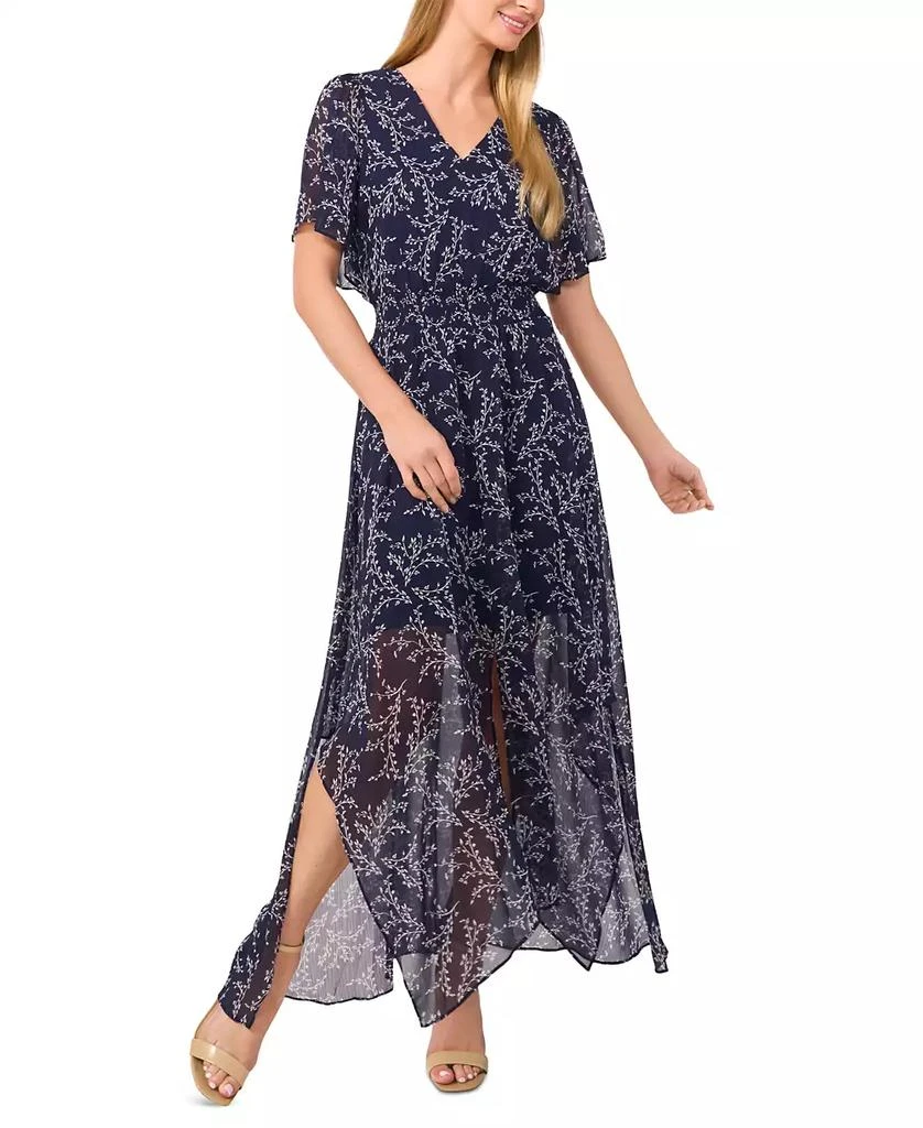 Women's Smocked-Waist Flutter-Sleeve Maxi Dress – On Sale Now with