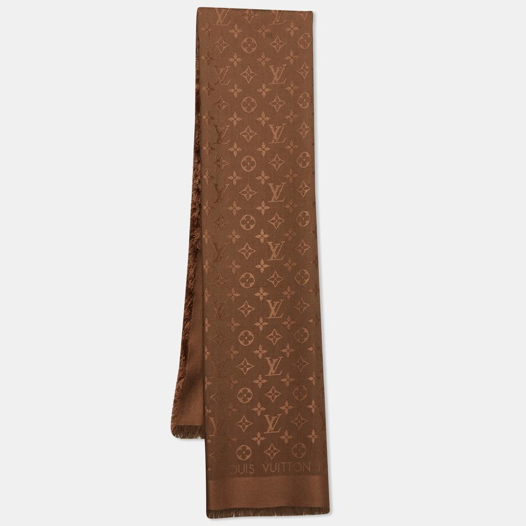 Louis Vuitton Louis Vuitton Brown Monogram Silk and Wool Scarf