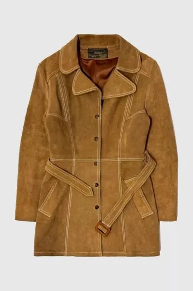 Mask Santa Fe Vintage 1960’s Lemel’s Suede Belted Leather Long Coat 1
