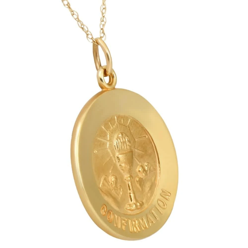 Pompeii3 14k Yellow Gold Confirmation Medal Pendant 1" Tall 2.5 Grams 2