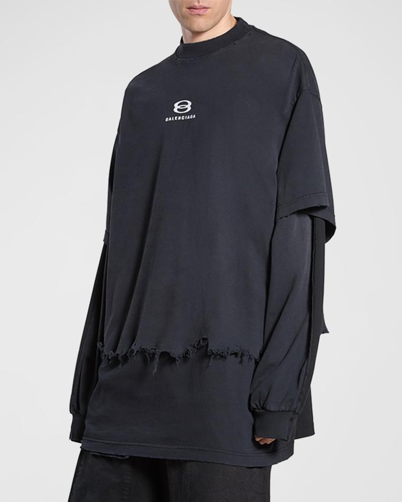 【BALENCIAGA】UNITY SPORTS ICON CROPPED T ラージフィット Unity Sports Icon Oversized T-shirt in Faded Black/white