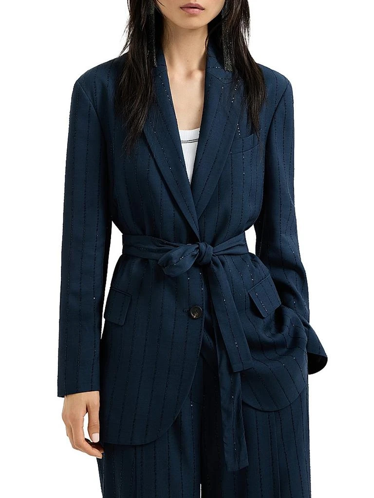 Brunello Cucinelli Dazzling Chalk Stripe Blazer with Monili 2