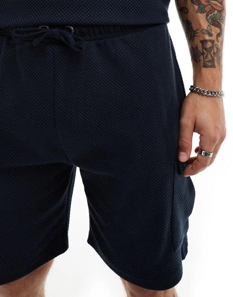 Brave Soul Brave Soul co-ord heavyweight textured cargo shorts in navy 5