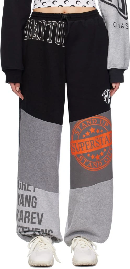 MARINE SERRE Black Upcycled Graphic Sweatpants 1