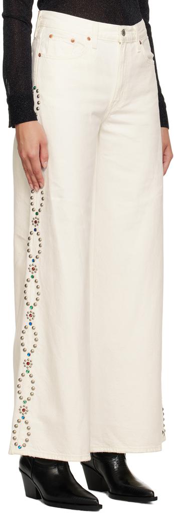 Anna Sui White Studded Jeans