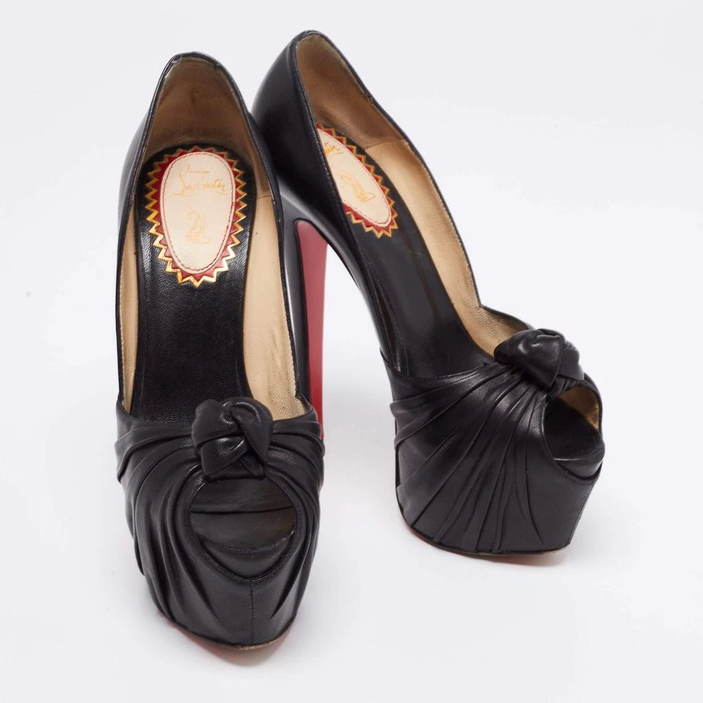 Christian Louboutin Christian Louboutin Black Leather Lady Gres Knotted 20th Anniversary Peep-Toe Platform Pumps Size 37 4