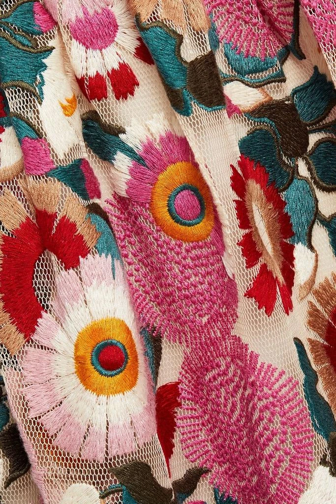 RED Valentino Gathered embroidered tulle mini dress 4