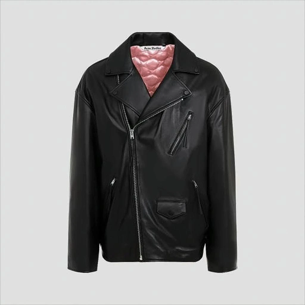 Acne Studios Biker-Style Black Lamb Leather Jacket 2