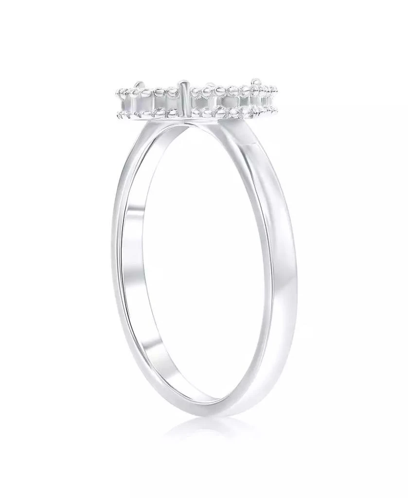 Simona Sterling Silver, Mother of Pearl Clover, Beaded Outline Ring 2