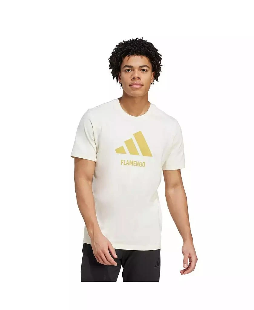 Adidas Men's Cream CR Flamengo Three-Stripes Wordmark T-Shirt 1
