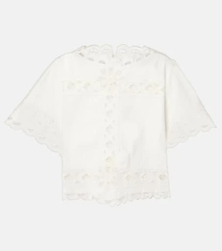 Isabel Marant Parissa embroidered cotton crop top 1