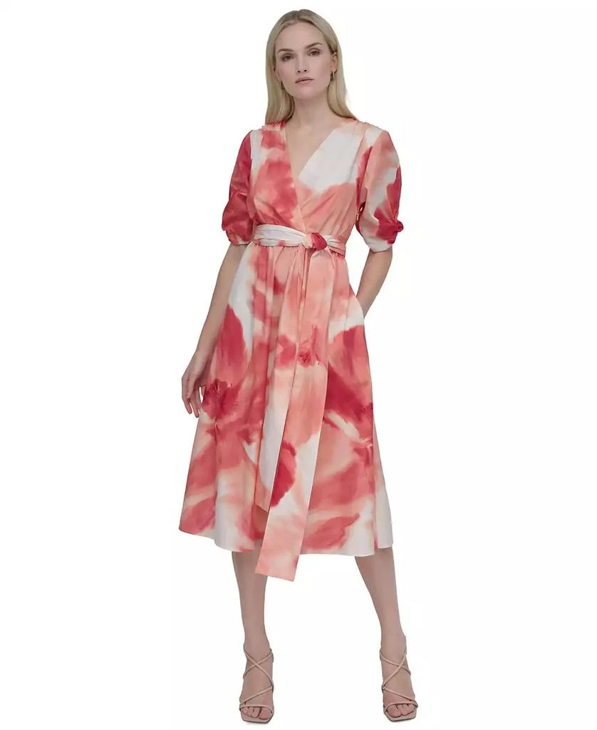 Petite Cotton Surplice-Neck Fit Flare Dress – On Sale Now with