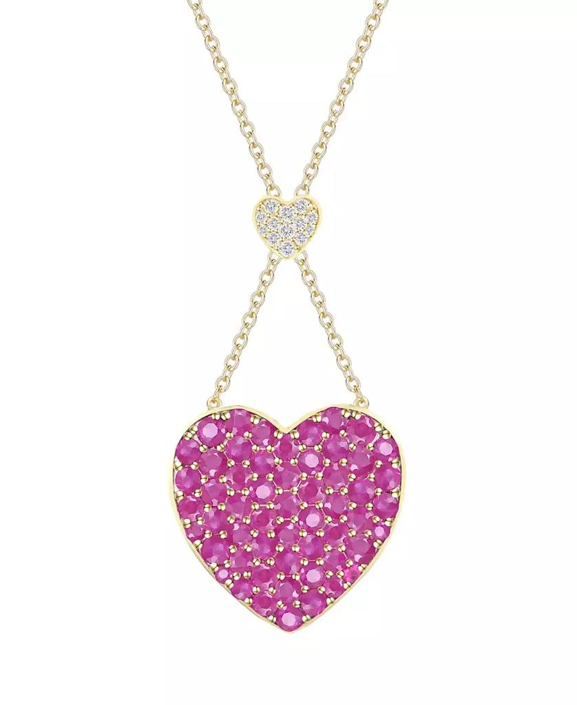 Macy
s Ruby (1-1/2 ct. t.w.)
Diamond (1/20 ct. t.w.) Heart Pendant Necklace in 14k Yellow Gold