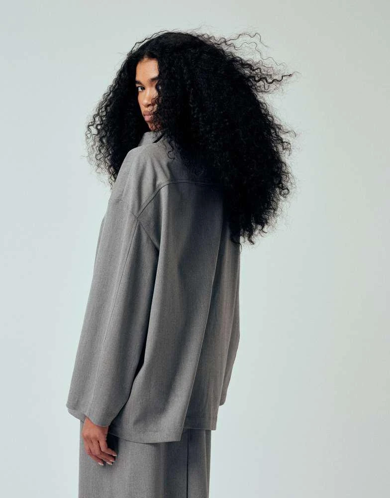ASOS ASOS DESIGN tailored funnel neck jacket in grey co ord 2