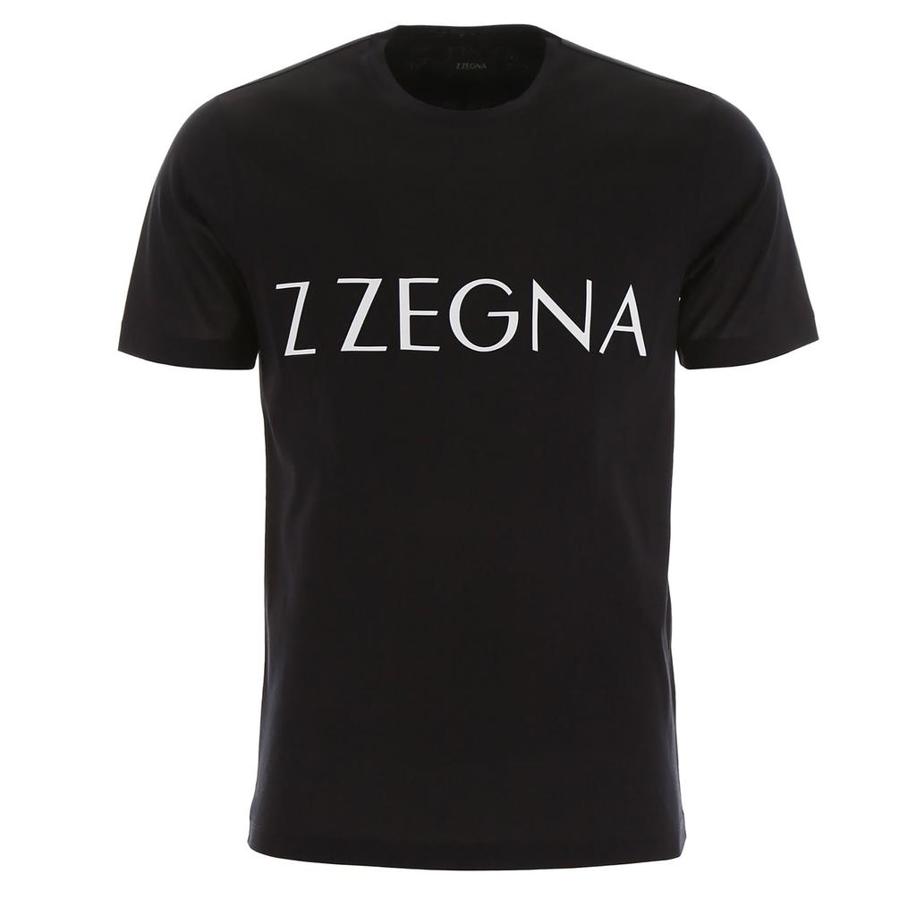Z Zegna Z Zegna Men's Black Logo Short Sleeve Cotton T-Shirt