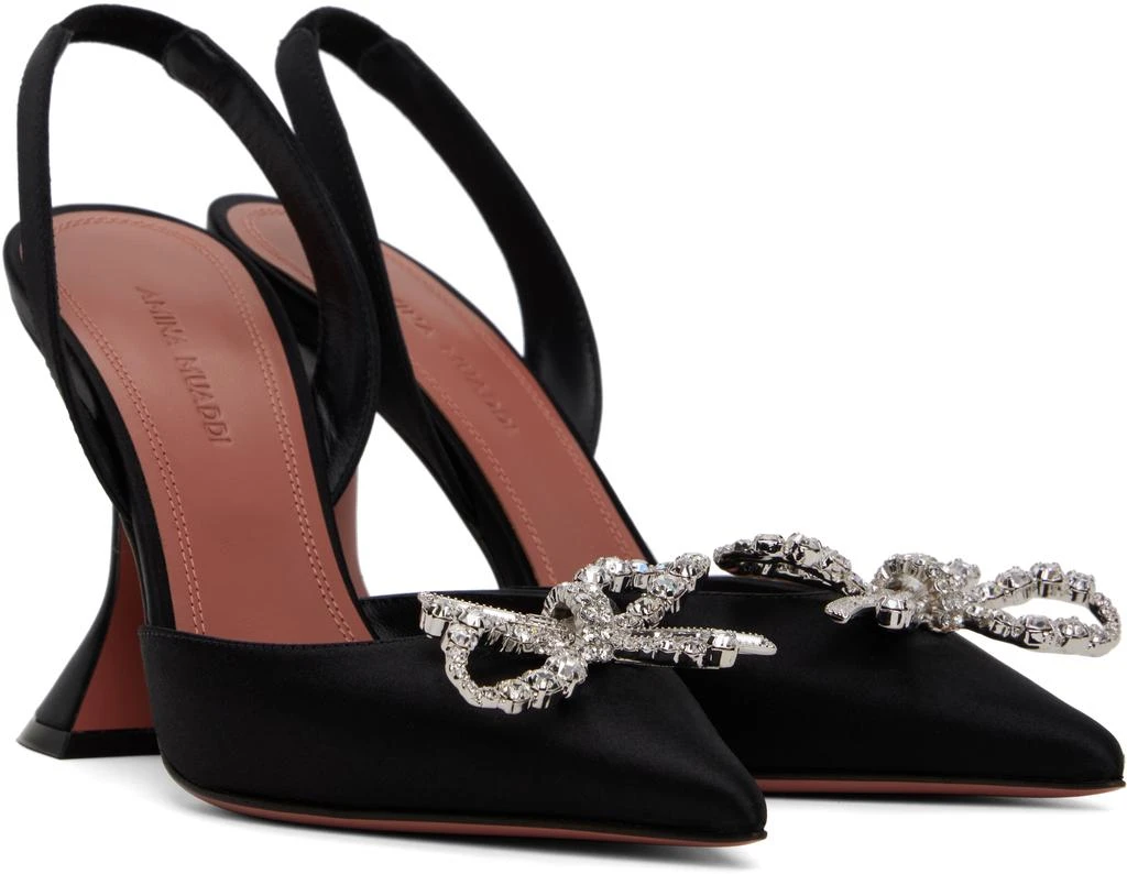 Amina Muaddi Black Rosie Sling Heels 4